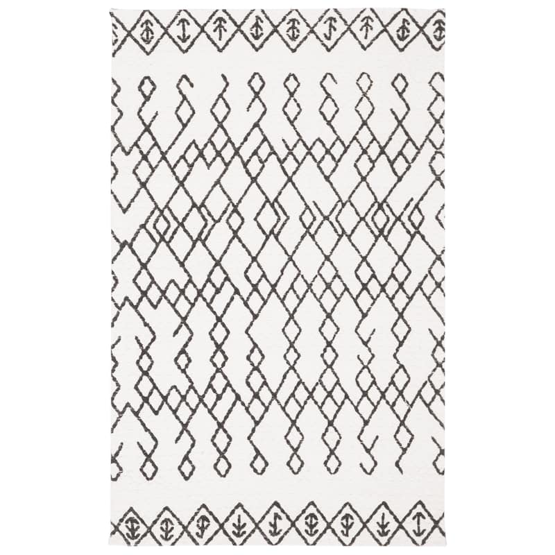 SAFAVIEH Handmade Cedar Brook Jowanka Modern Cotton Rug - 2'6" x 4' - Ivory/Black
