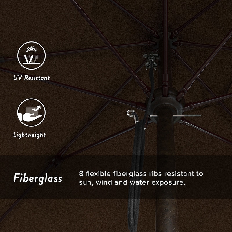 California Umbrella 11' Venture Series Patio Umbrella, Bronze Aluminum Pole Fiberglass Ribs Pulley Lift Sunbrella