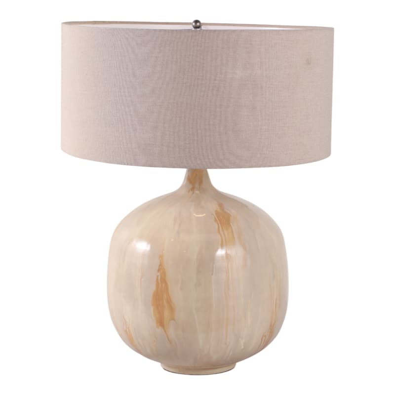 Metal Table Lamp Rounded Base Drum Shade Glam Modern Accent Lighting