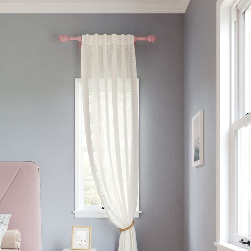 Acroma Metal Adjustable Single Modern Curtain Rod Pink