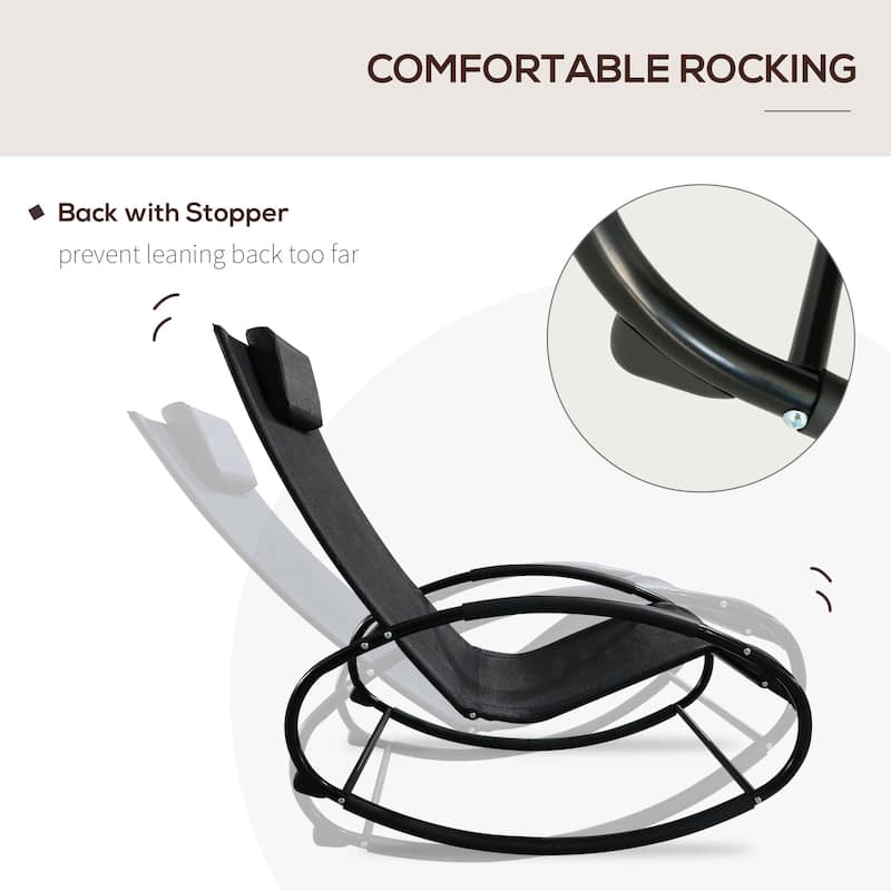 Pool Lounger, Outdoor Rocking Lounge Chair for Sunbathing, Pool, Beach, Porch with Pillow and Cool Mesh, Sun Tanning Rocker