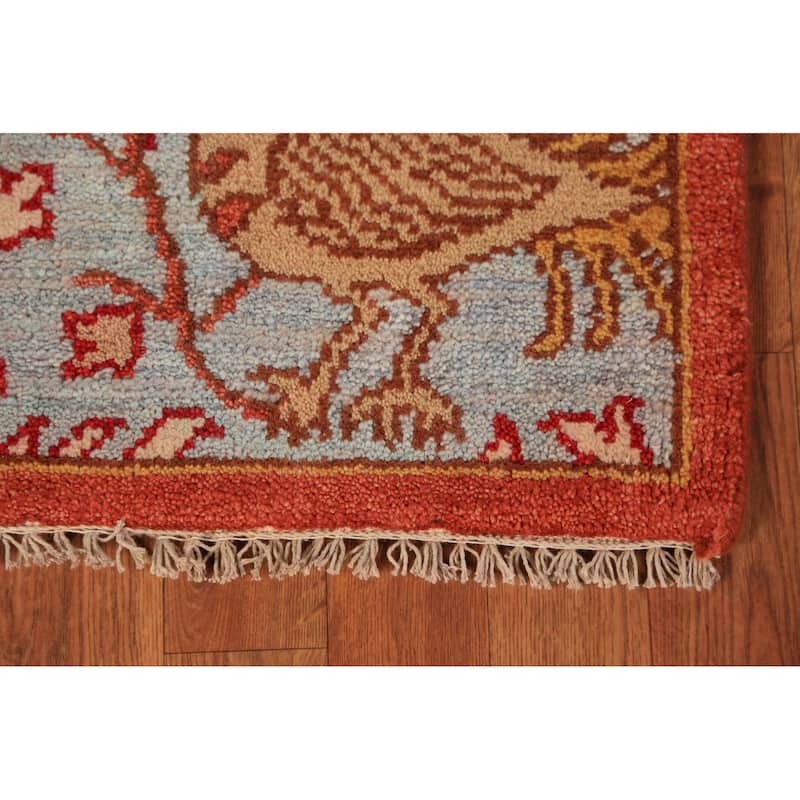 Animals Design Blue Ziegler Indian Runner Rug Hand-Knotted Wool Carpet - 2'6"x 7'11"