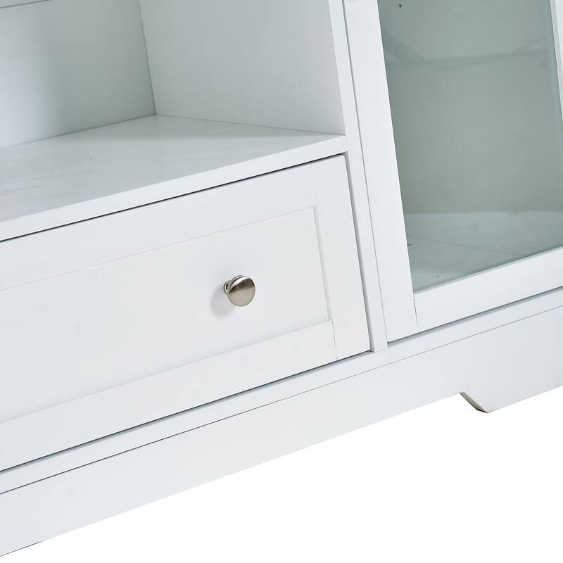 Buffet Sideboard, White Multi-Functional Storage Cabinet,51" W x 16" D x 33" H