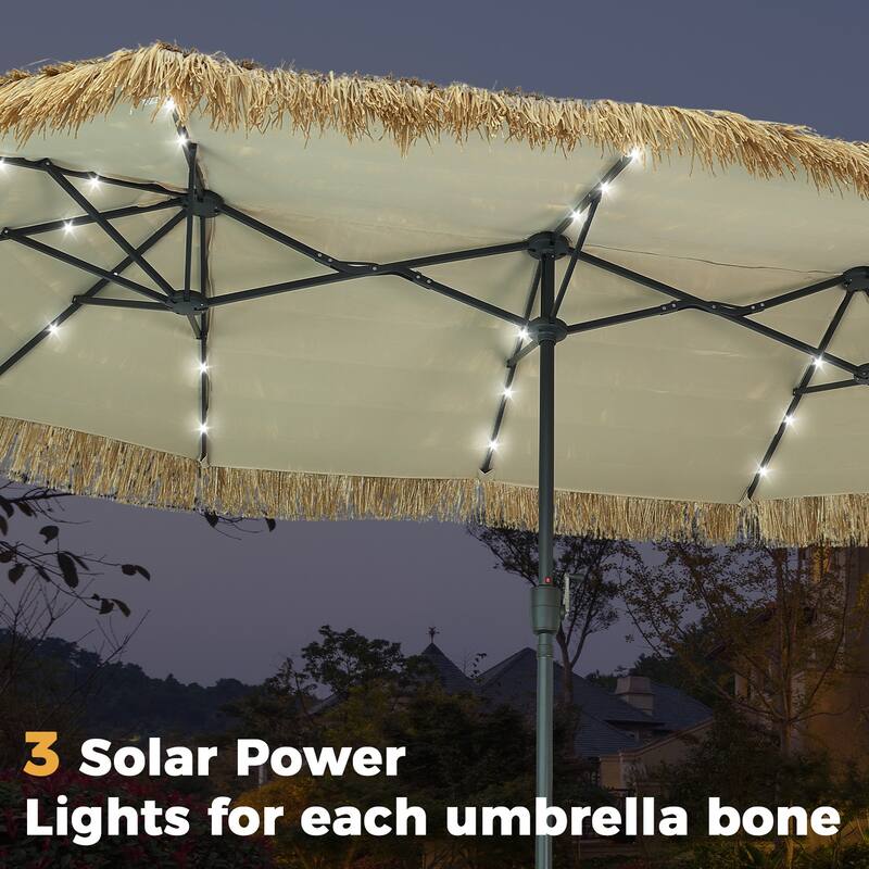 Autlaycil 13ft Extra Large Patio Umbrella with Solar Lights(Without Base)