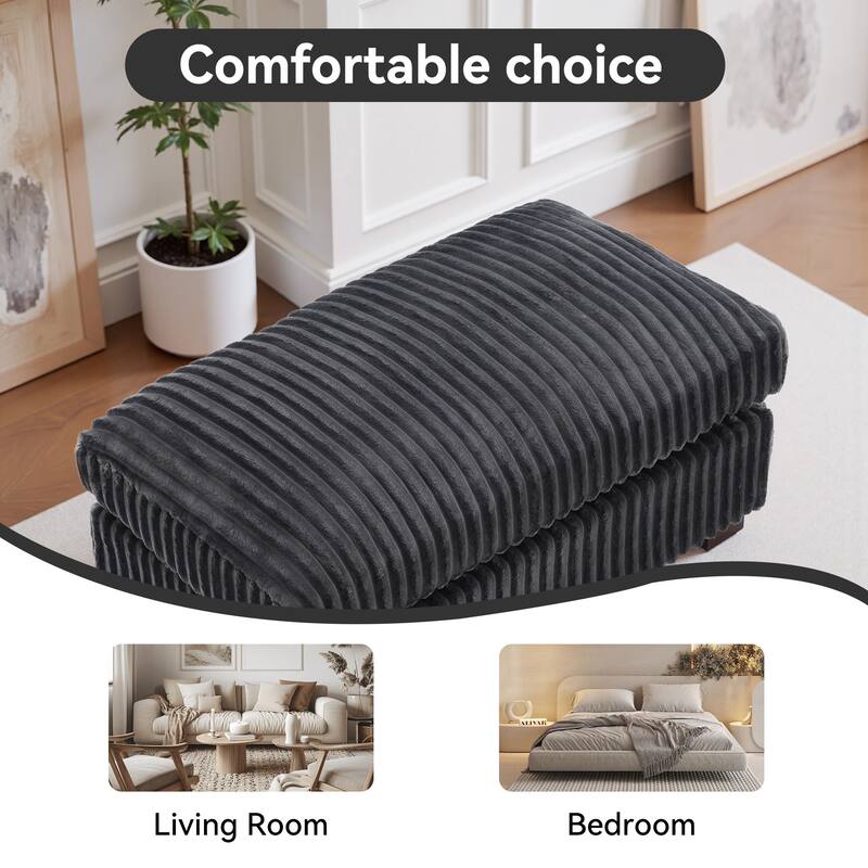 Modern Interior Rectangle Faux Fur Ottoman