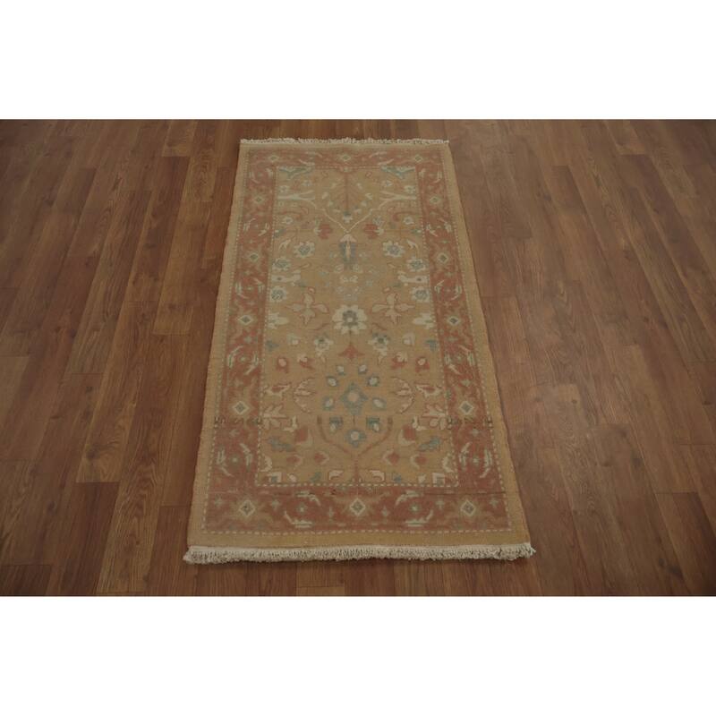 Hand Knotted Oriental 100% Wool Carpet Traditional All-Over Brown Ziegler Area Rug - 3' 10'' X 2' 0''