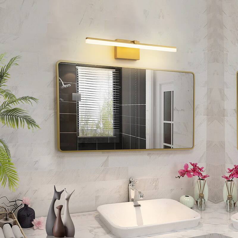 1-Light Modern Gold/ Black Linear LED Bathroom Vanity Light Indoor 3000K Wall Light