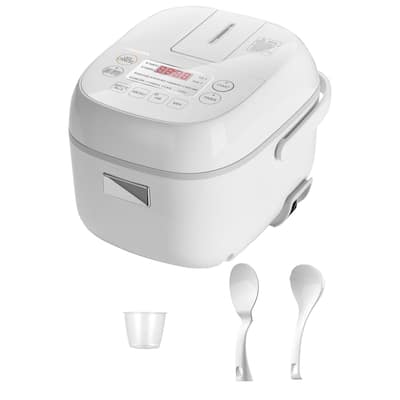 3 Cup Uncooked Rice Cooker, LCD Display with 8 Cooking Functions, Fuzzy Logic Technology, 24-Hr Delay Timer and Auto Keep Warm