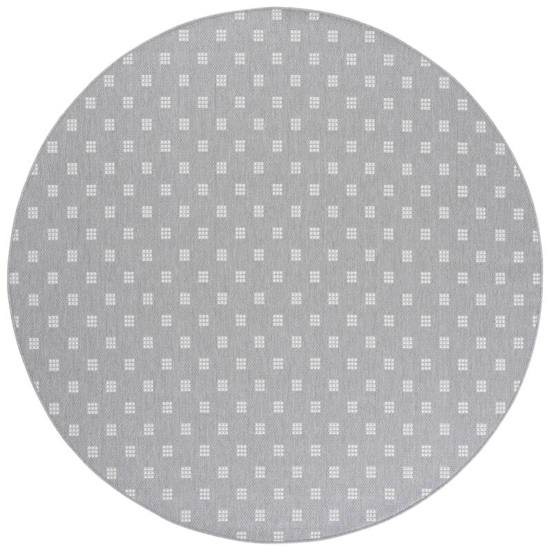 SAFAVIEH Terrace Ruba Indoor/Outdoor Washable Backyard Patio Rug - 6'7" Round - Grey/Ivory