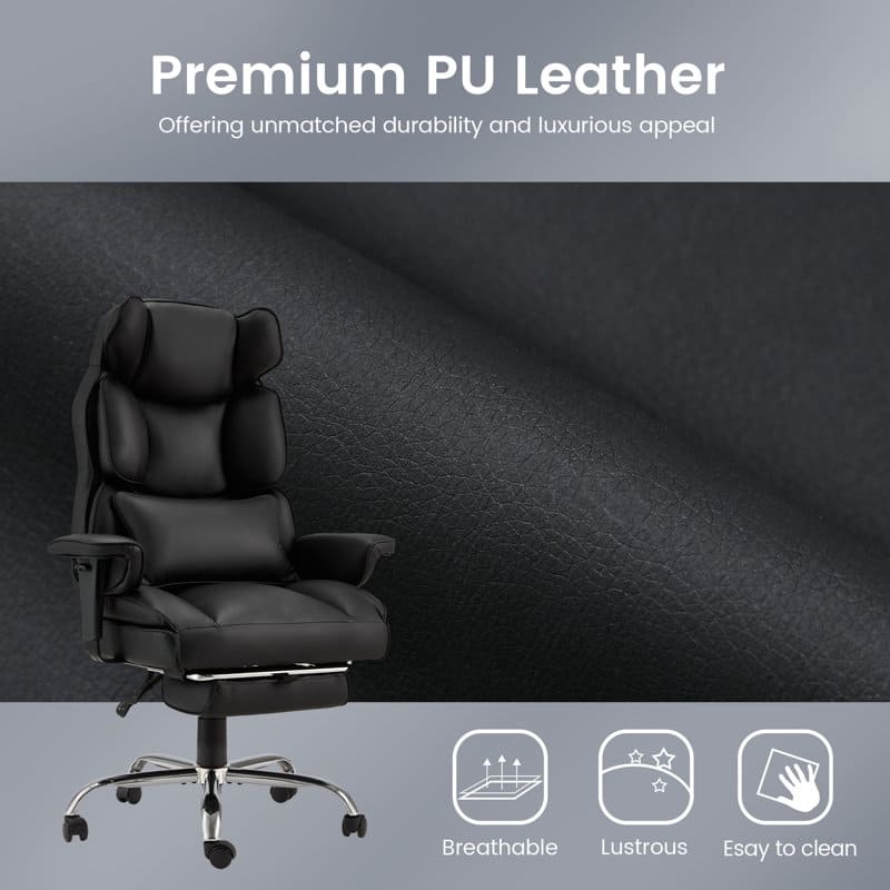EROMMY Ergonomic Office Chair Adjustable Headrest Footrest Lumbar Support
