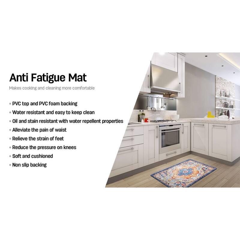 World Rug Gallery Distressed Bohemian Vintage Anti-fatigue Standing Mat