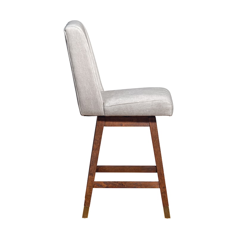 Stancoste Wingback Swivel Bar or Counter Stool with Wood Legs