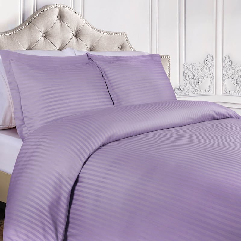 Superior Egyptian Cotton 300 Thread Count Stripe Duvet Cover Set with Pillow Shams