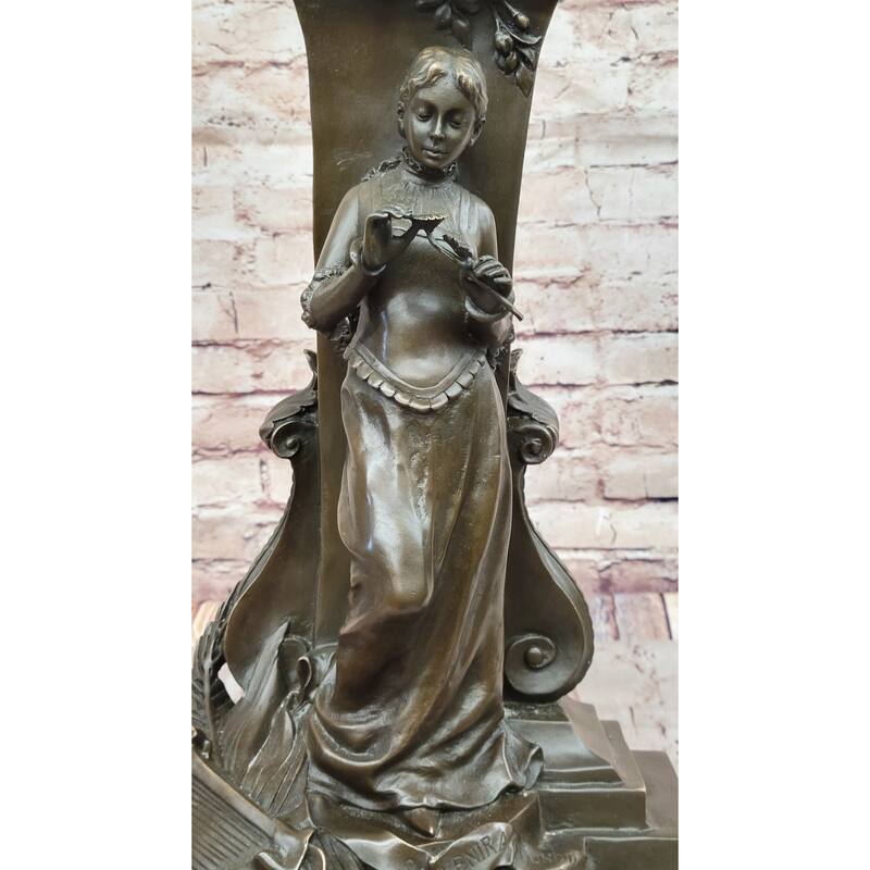A Maiden Holding A Flower Souvenir By Charles Gounod Hand Made Bronze Sculpture