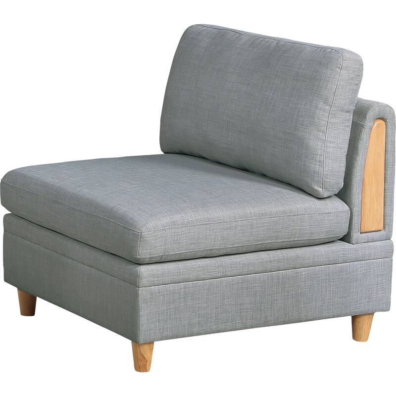 8pc Light Grey Fabric Sectional Sofa Set with 3 Wedges, 3 Armless Chairs & 2 Ottomans