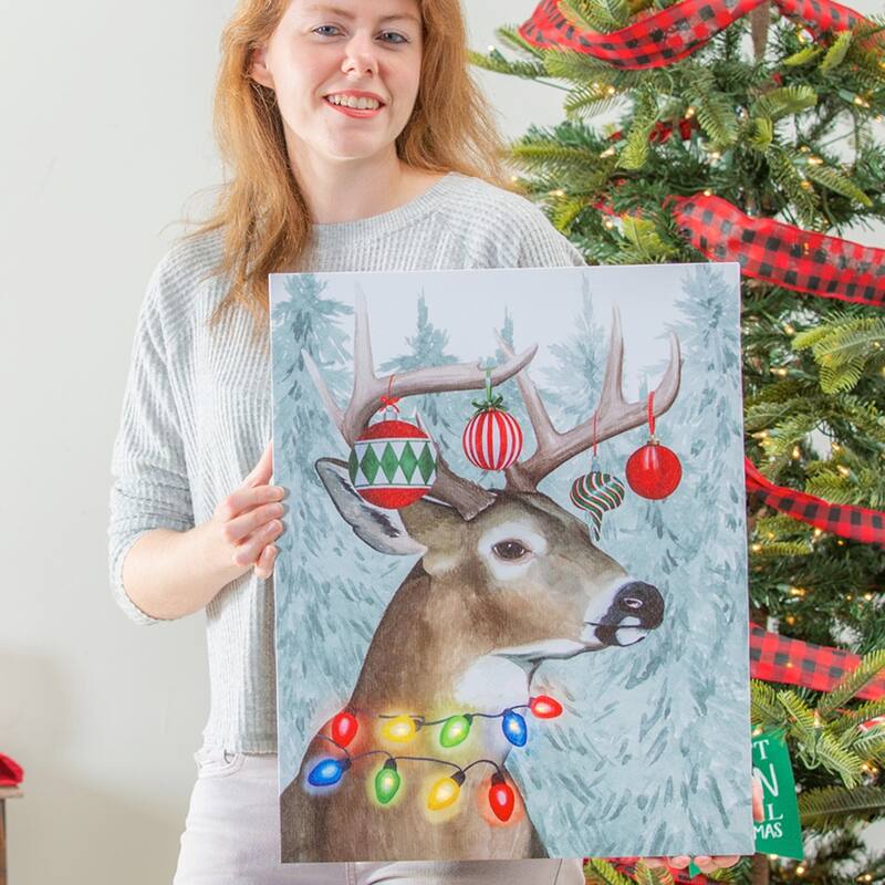 20" H x 16" L LED Indoor Canvas, Festive Forest