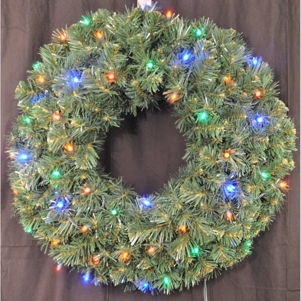 Christmas at Winterland WL-GWSQ-02-L4M-BAT 2 Foot Pre-Lit Battery Operated Multicolor LED Sequoia Wreath