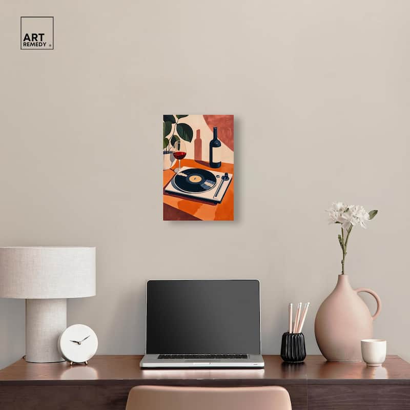 Vinyl and Wine Canvas by Art Remedy, Gallery Wrapped