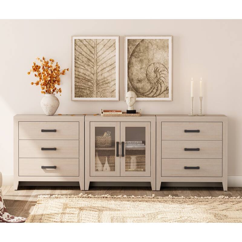 WAMPAT TV Stand for TVs up to 85 Inch, 3 in 1 Multifunction Entertainment Center with Drawers and Glass Doors - n/a