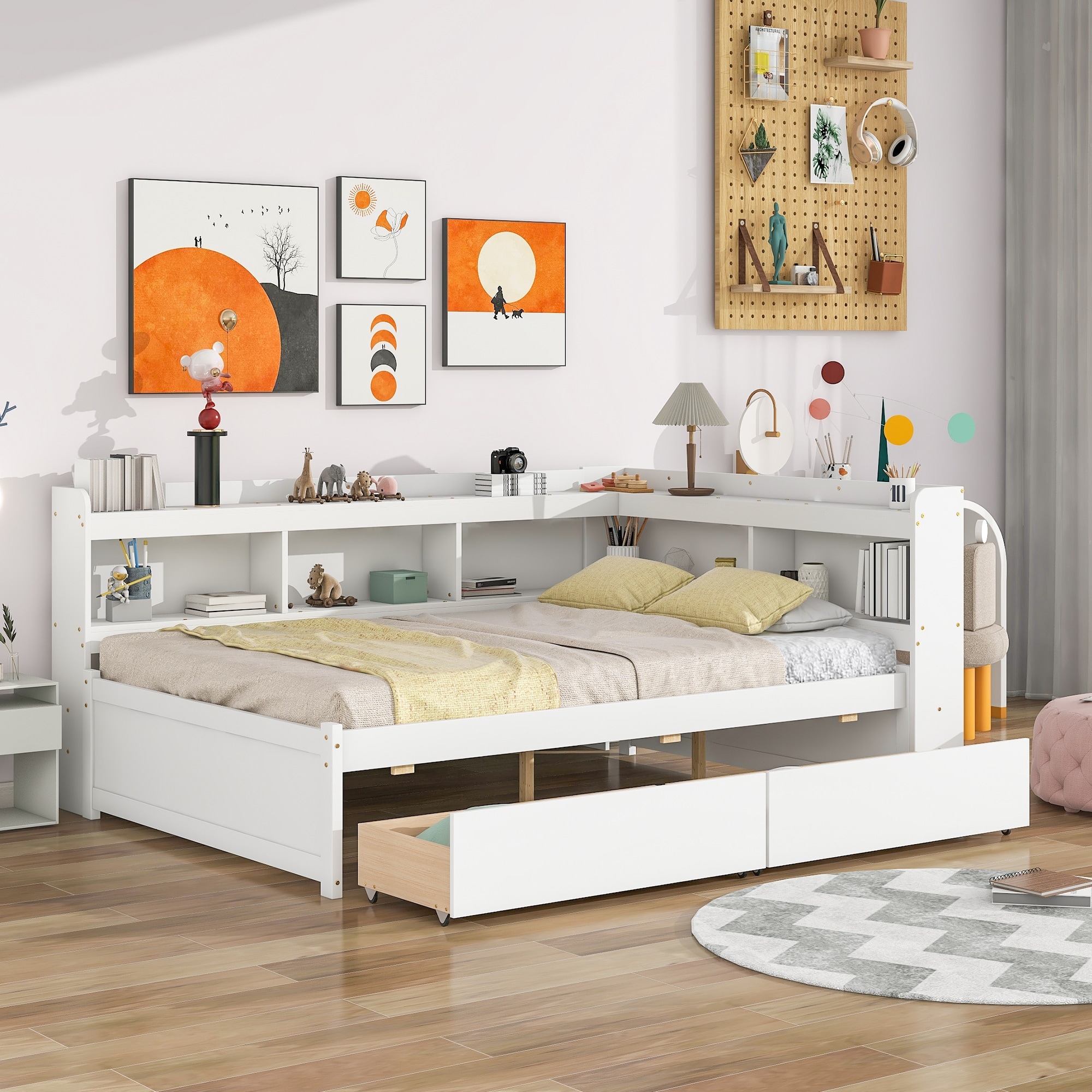 L shaped shop beds with storage