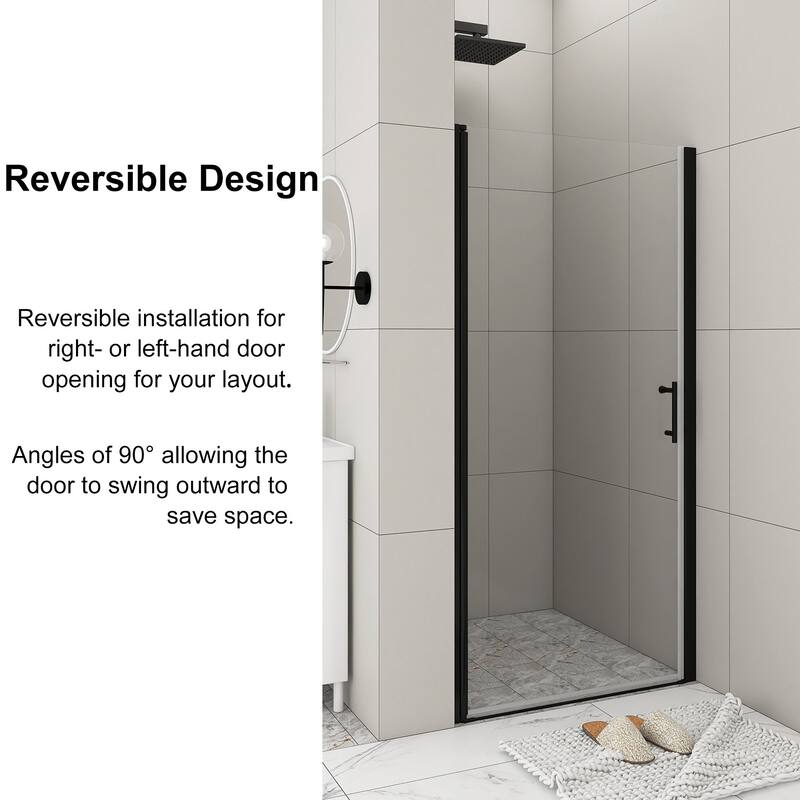 30/32/34/36 Inch Semi-Frameless Pivot Shower Door with Clear Tempered Glass