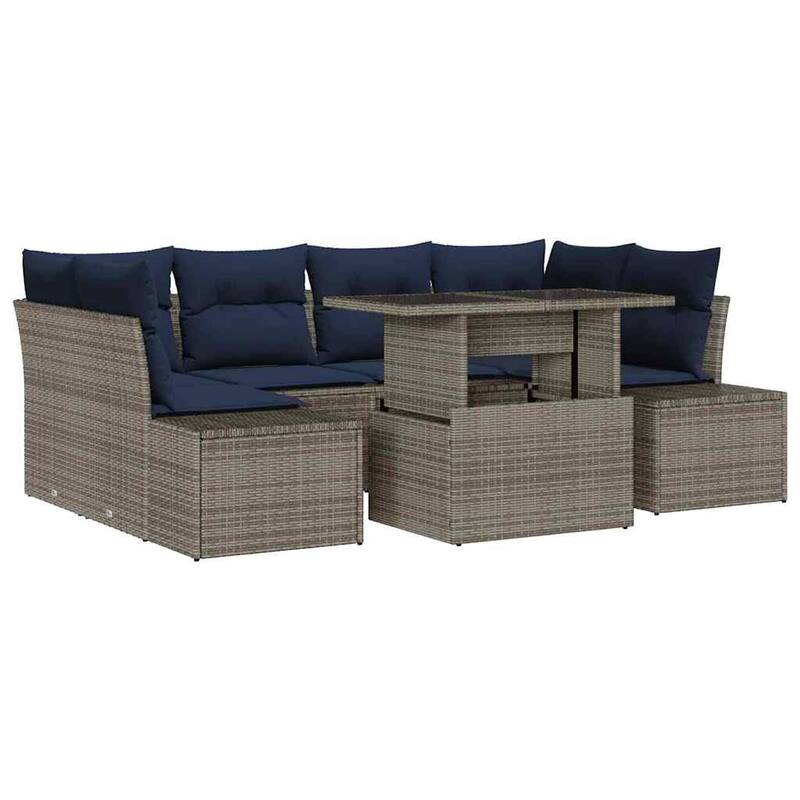 vidaXL 7 Piece Garden Sofa Set with Cushions - 91.7×60.6×27.2
