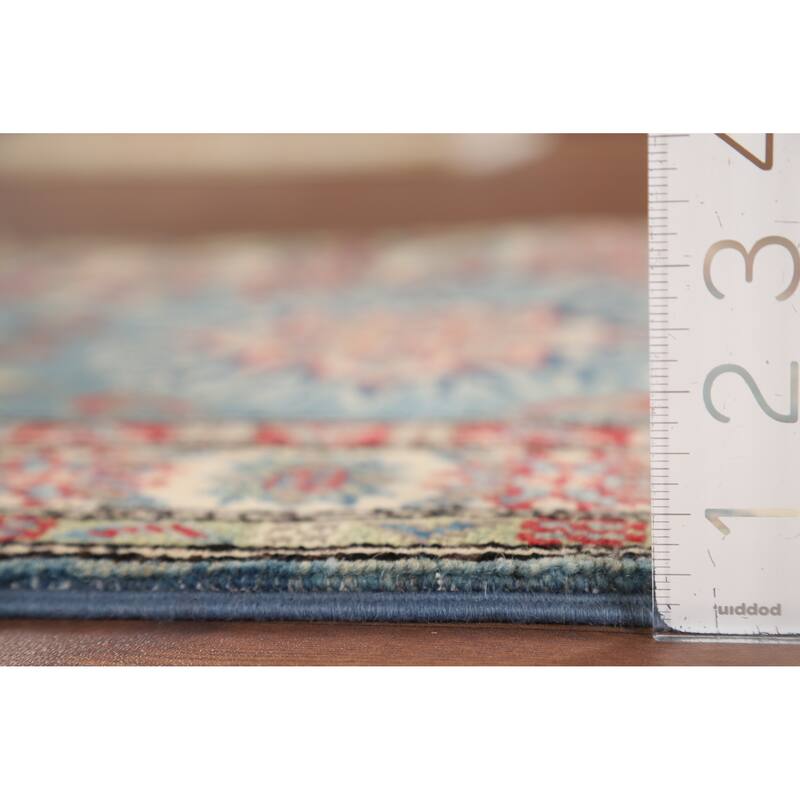 Light Blue Kazak Accent Rug Handmade Geometric Wool Carpet - 2'0" x 3'2"