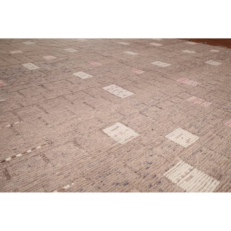 Moroccan Large Modern Area Rug Hand-Knotted Wool Carpet - 12'1"x 18'0"