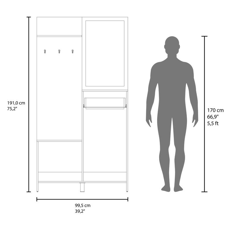 Multi-Storage Hall Tree with Mirror, Cabinets, Shelves, and Hooks for a Stylish and Functional Entryway Setup