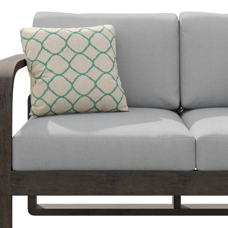Corvus Annette Outdoor Acacia Wood Loveseat with Sunbrella Pillows