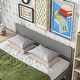 preview thumbnail 4 of 6, Grey Full Size Wood Platform Bed w/ Footboard Bench Upholstered Bed Frame
