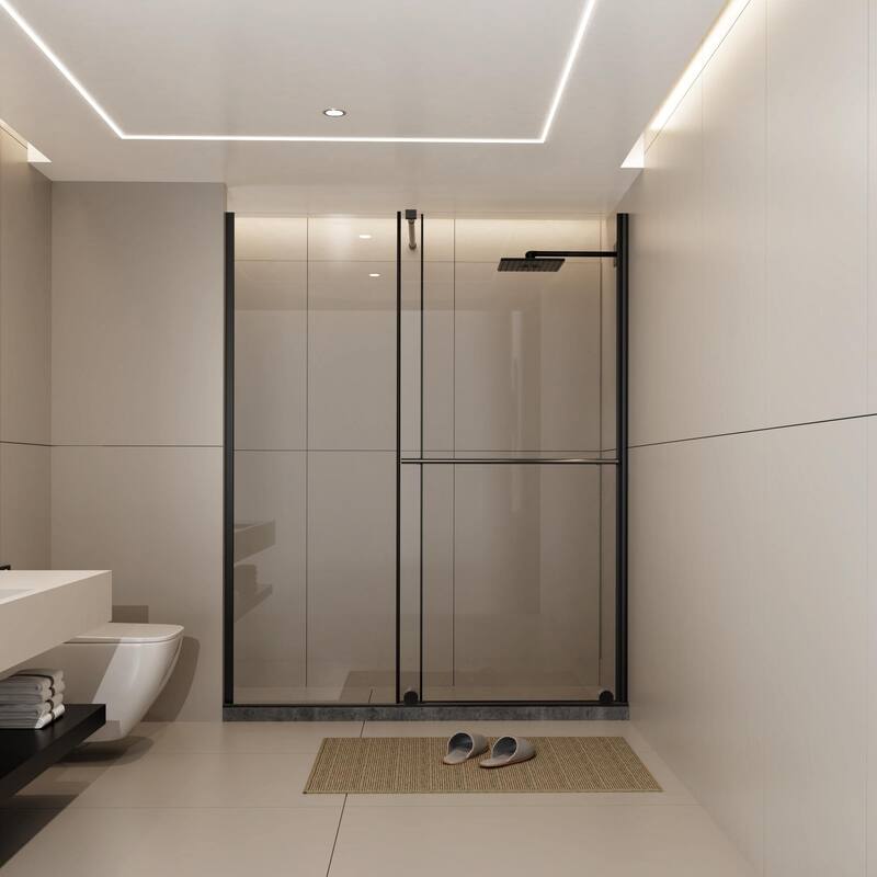 30-60" W x 72" H Sliding Shower Door, 1/4" Thick Glass with Stainless Steel Handle for Walk-in Shower