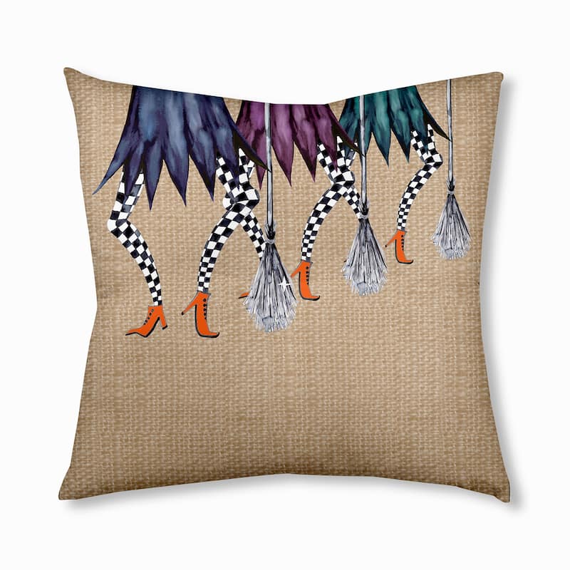Esmerelda Trippled Halloween Design Tufted Floor Pillow - 30" x 30" - Taupe