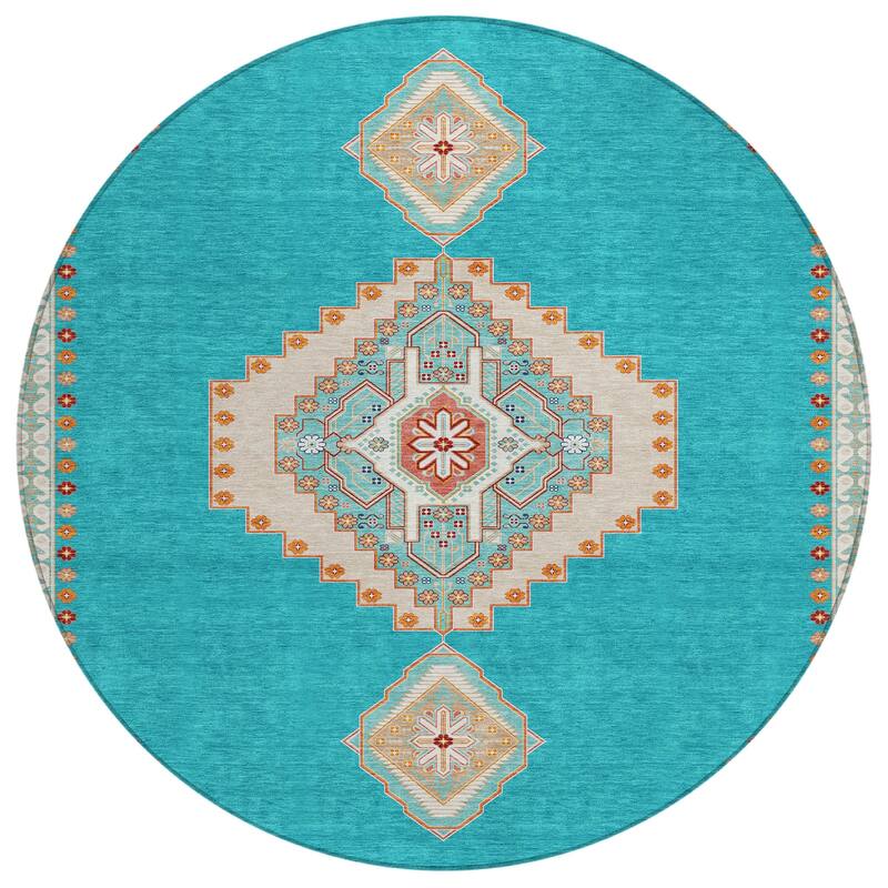 Machine Washable Indoor/ Outdoor Boho Traditional Chantille Rug