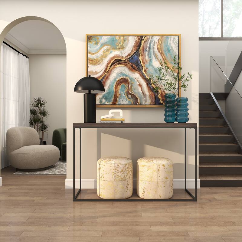 Canvas Leaf Living Room Framed Wall Art with Silver Frame