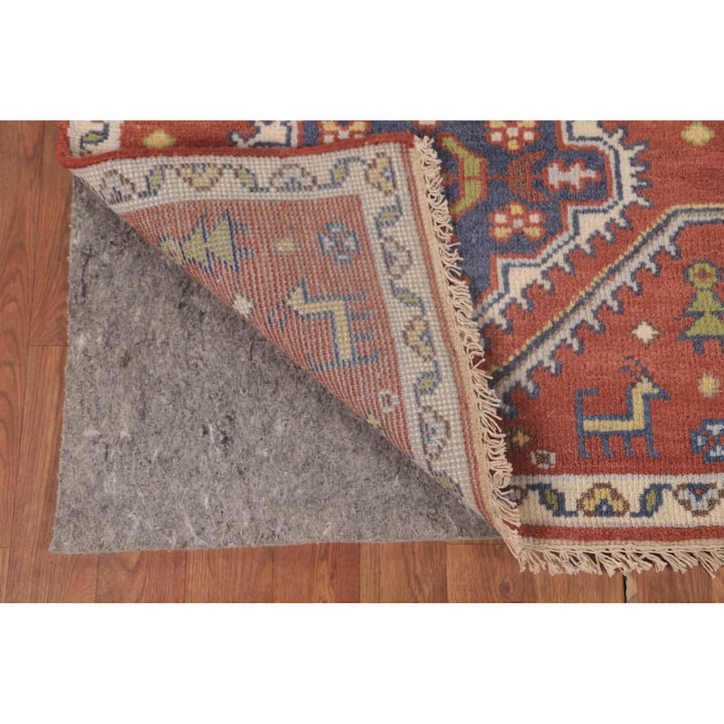 Orange Geometric Kazak Oriental Runner Rug Handmade Wool Carpet - 2'7"x 7'10"