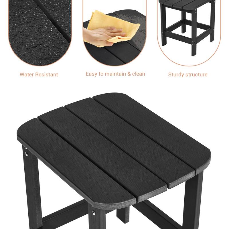 LIVOOSUN Patio Adirondack Plastic Wood Outdoor Side Table for Deck