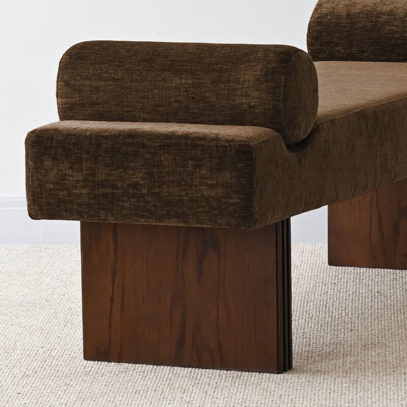 60" Upholstered Bedroom and Entryway Bench with Bolster Pillows