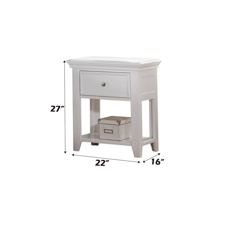 Victorian Nightstand - Elegant Bedside Table with Drawer Storage - Home Stock White Finish