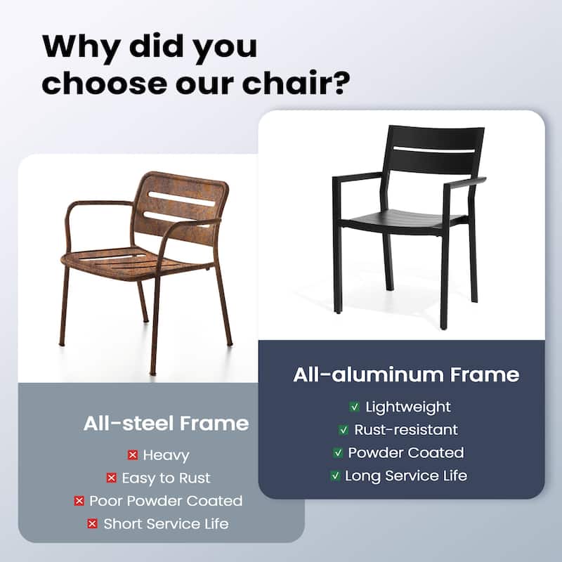 Outdoor Patio Dining Chairs Set Aluminum Stackable Armchair - N/A