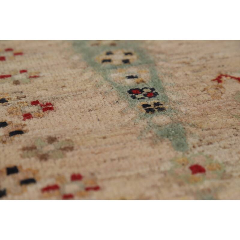 Hand Knotted Oriental 100% Wool Carpet Traditional All-Over Multi-Colored Ziegler Area Rug - 9' 8'' X 6' 3''