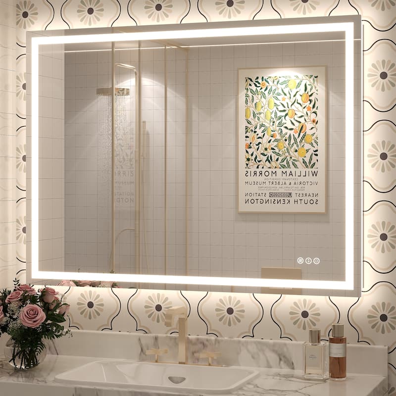 Large LED Bathroom Mirror with UL Listed, Front and Backlit, Anti-Fog - 40x30