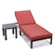 LeisureMod Chelsea Chaise Lounge Chair With Cushions & Side Table - Red