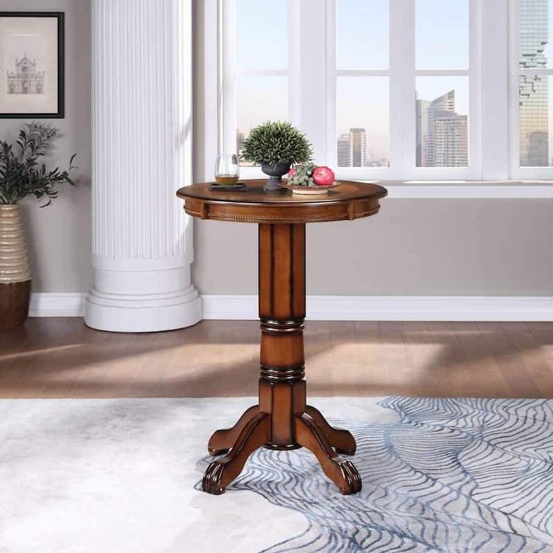 Florence 30-inch Round Wood Pub Table - Brandy