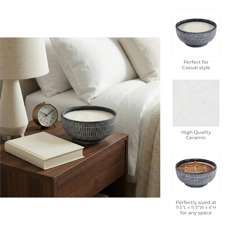 Decorative Textured Ceramic Neroli and Basil Scented Candle