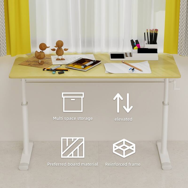 GDFStudio - 47"W Manual Height Adjustable Ergonomic Computer Desk