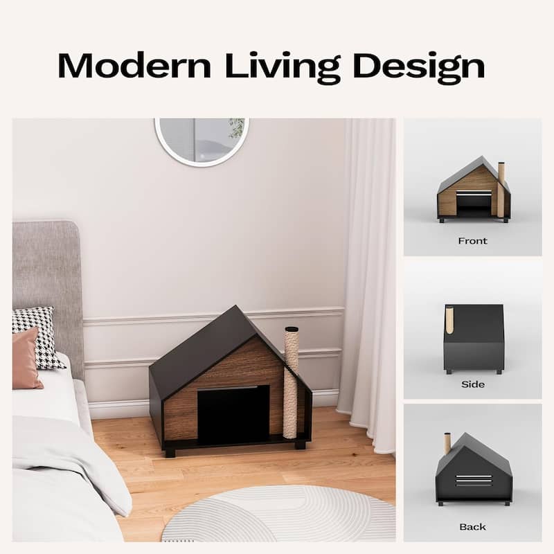 Roomfitters Wooden Cat House Outdoor Indoor, Durable Pet House for Cats, Cat Lodge, Animals Cat House with Air Vents