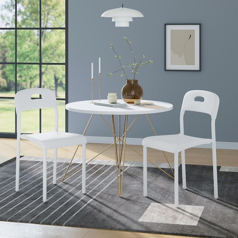 Set of 2 Ergonomic Back Stackable Kitchen Dining Chair, Waterproof for Outside, Office, Kitchen