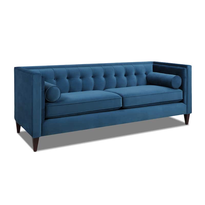Jack 84" Mid-Century Modern Tuxedo Sofa with Bolster Pillows
