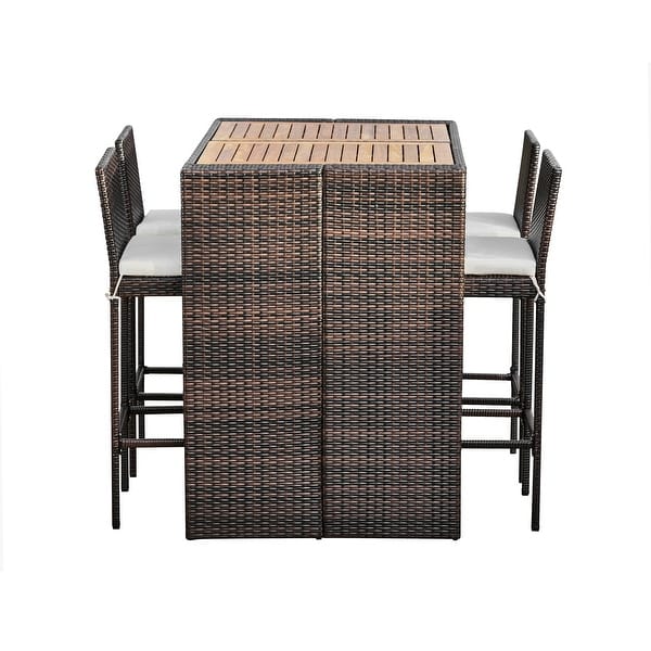 slide 2 of 14, Teamson Home - Patio Bar Height Dining Set, Acacia Wood 5-Piece Sets - Black